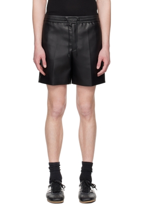 System SSENSE Exclusive Black Drawstring Faux-Leather Shorts