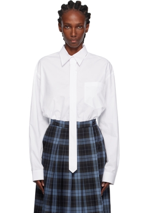 Pushbutton White Neck Tie Shirt