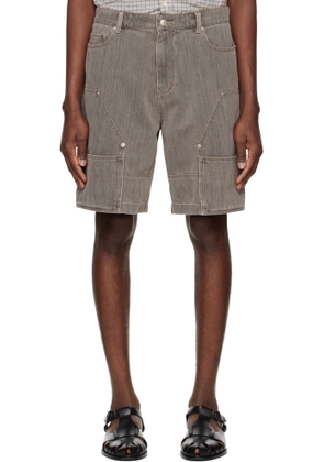 System Gray Colored Denim Shorts