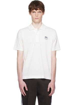 Lacoste White Classic Fit Signature Print L.12.12 Polo