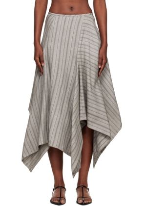 YOHJI YAMAMOTO Gray Asymmetric Midi Skirt