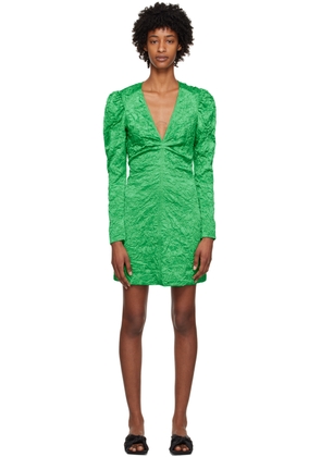 GANNI Green Crinkled Minidress