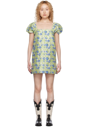 GANNI Gray Floral Minidress