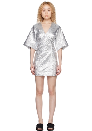 GANNI Silver Wrap Minidress