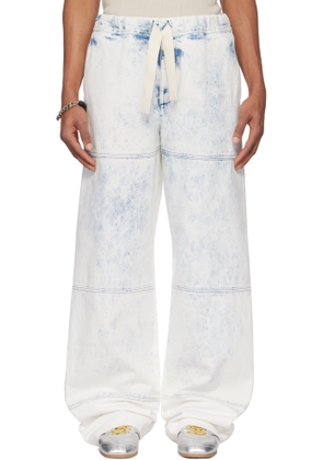 Dries Van Noten White & Blue Drawstring Jeans