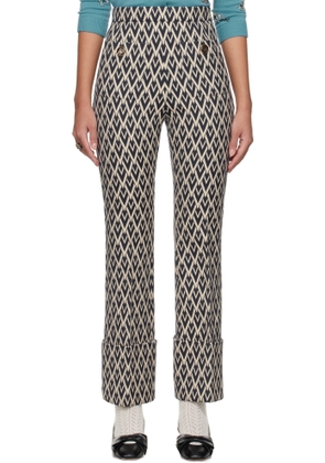 Valentino Off-White & Navy Toute 'La V' Jacquard Trousers