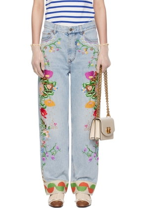 Valentino Blue Embroidered Jeans