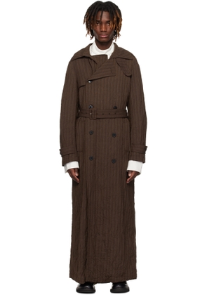 Dries Van Noten Brown Double-Breasted Trench Coat