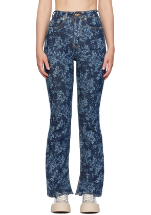 GANNI Blue Lazer Bootcut Slit Iry Jeans