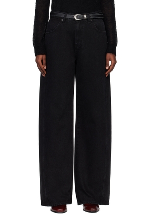 TONYWACK Black Wide-Leg Cotton Work Trousers