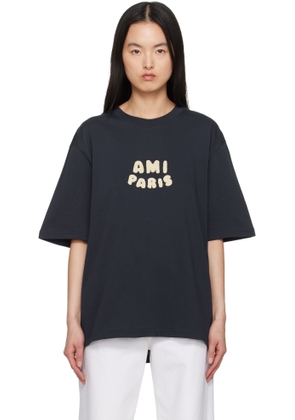 AMI Paris Navy Cotton 'Ami Paris' Patch T-shirt
