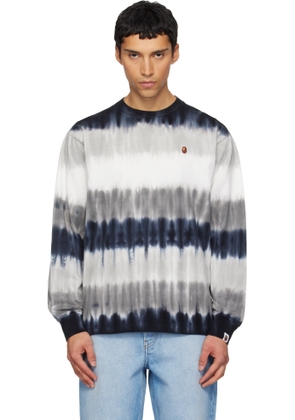 BAPE Black & White Drip Stripe LS T-shirt
