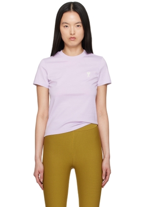 AMI Paris Purple Cotton Cropped T-shirt