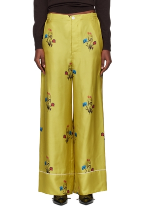 Marni Yellow Silk Twill Trousers
