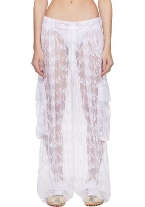 Collina Strada White Lace Pleated Cargo Pants