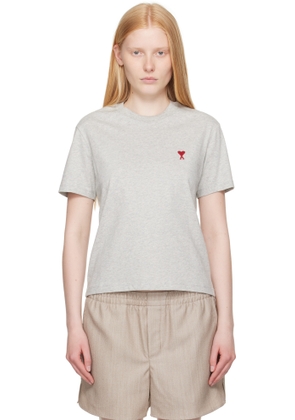AMI Paris Gray Cotton Ami de Coeur T-shirt