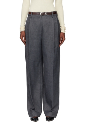 TONYWACK Gray Pleated Wool Tailored Trousers