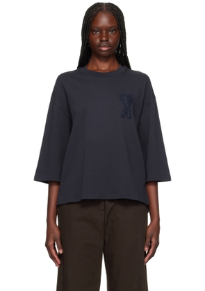 AMI Paris Navy Cotton Ami de Coeur Patch T-shirt