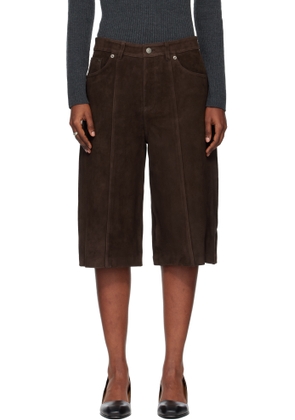 TONYWACK Brown Straight-Leg Bermuda Goat Suede Shorts