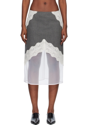 Jil Sander Gray Wool Canvas Midi Skirt