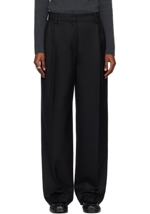 TONYWACK Black Pleated Wool Tailored Trousers
