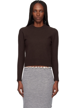 Jil Sander Brown Lightweight Wool Crew-Neck Sweater