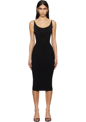 Mugler Black Sculpting Knit Midi Dress