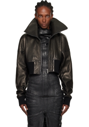 Rick Owens Black Concordians Dracucollar Cropped Leather Jacket