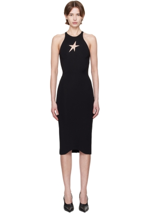 Mugler Black Star Sleeveless Midi Dress