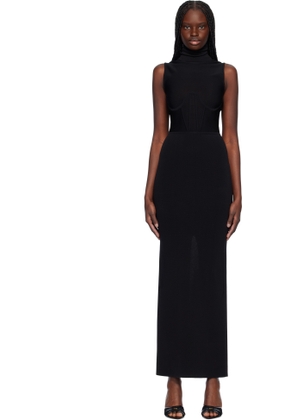 Nensi Dojaka Black Gwyneth Knitted Corset Maxi Dress