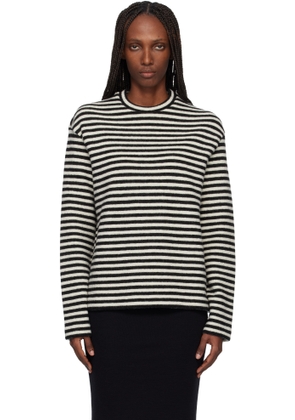 Jil Sander Black & White Boiled Striped Wool Compact Sweater