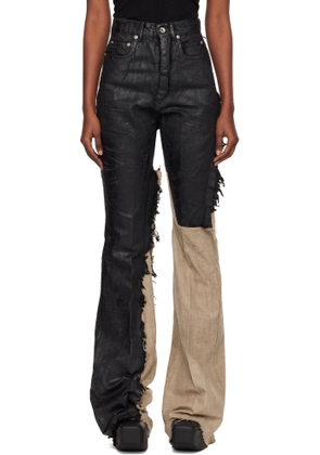 Rick Owens Black & Off-White Concordians Bolan Bootcut Jeans