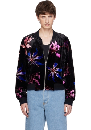 Dries Van Noten Black Velvet Bomber Jacket