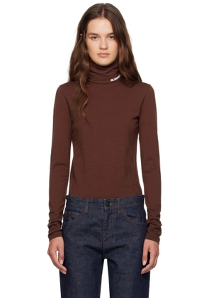 Jil Sander Brown Lightweight Wool Blend High-Neck T-Shirt