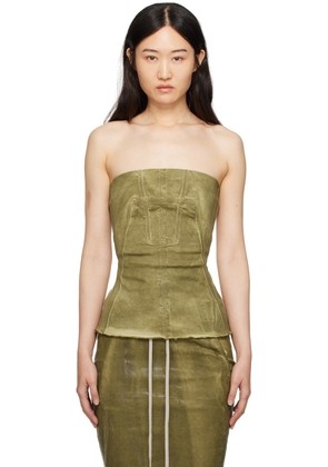 Rick Owens DRKSHDW Green Porterville Bustier Denim Top