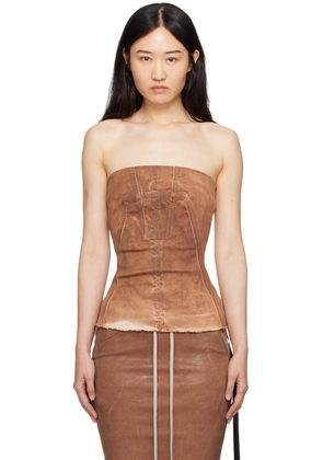 Rick Owens DRKSHDW Brown Porterville Bustier Denim Top