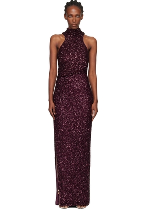 Balmain Purple Sleeveless Sequin Maxi Dress