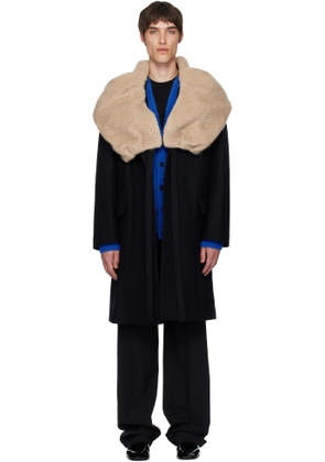 Dries Van Noten Black Wool Collar Coat