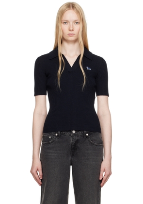 Maison Kitsuné Navy Baby Fox Patch Fine Ribbed Polo