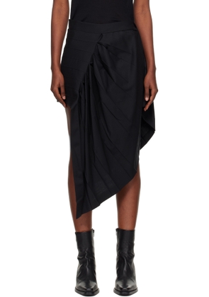 Junya Watanabe Black Draped Short Satin Miniskirt