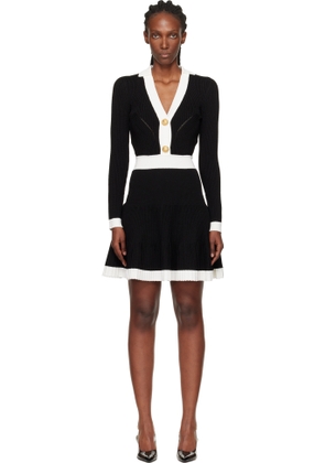 Balmain Black & White Pointelle Minidress