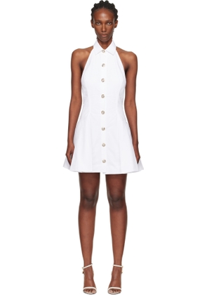 Balmain White A-Line Backless Poplin Minidress