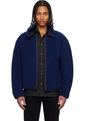Givenchy Blue Wool Fleece Bomber Jacket