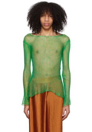 Lukhanyo Mdingi Green Boat Neck Sweater