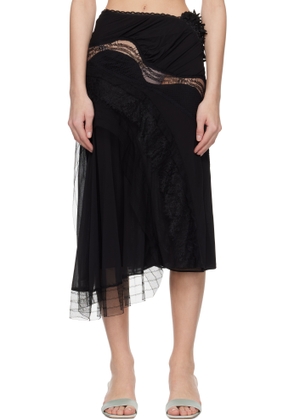 Christopher Esber Black Vespertine Lace Midi Skirt