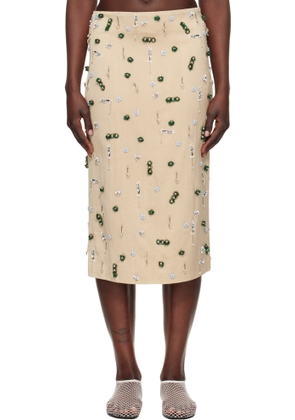 Christopher Esber Beige Embla Beaded Midi Skirt
