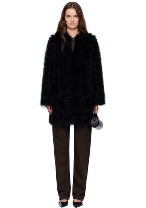 Yves Salomon Black Long Feather Coat