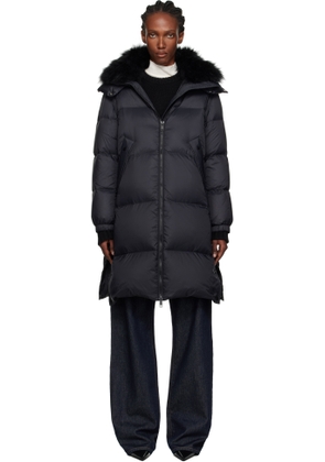 Yves Salomon Black Long Down Coat