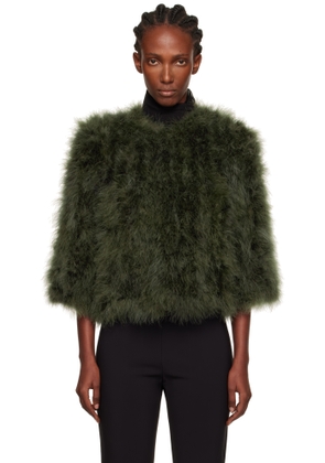Yves Salomon Green Short Feather Jacket