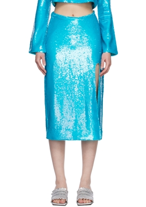 GANNI Blue Sequins Midi Skirt
